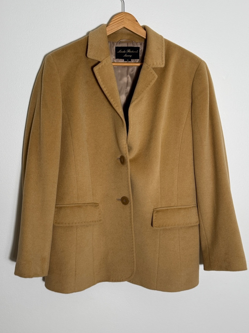 Linda Richards Luxury Camel Angora Wool Single Breasted Blazer Jacket 16 XL